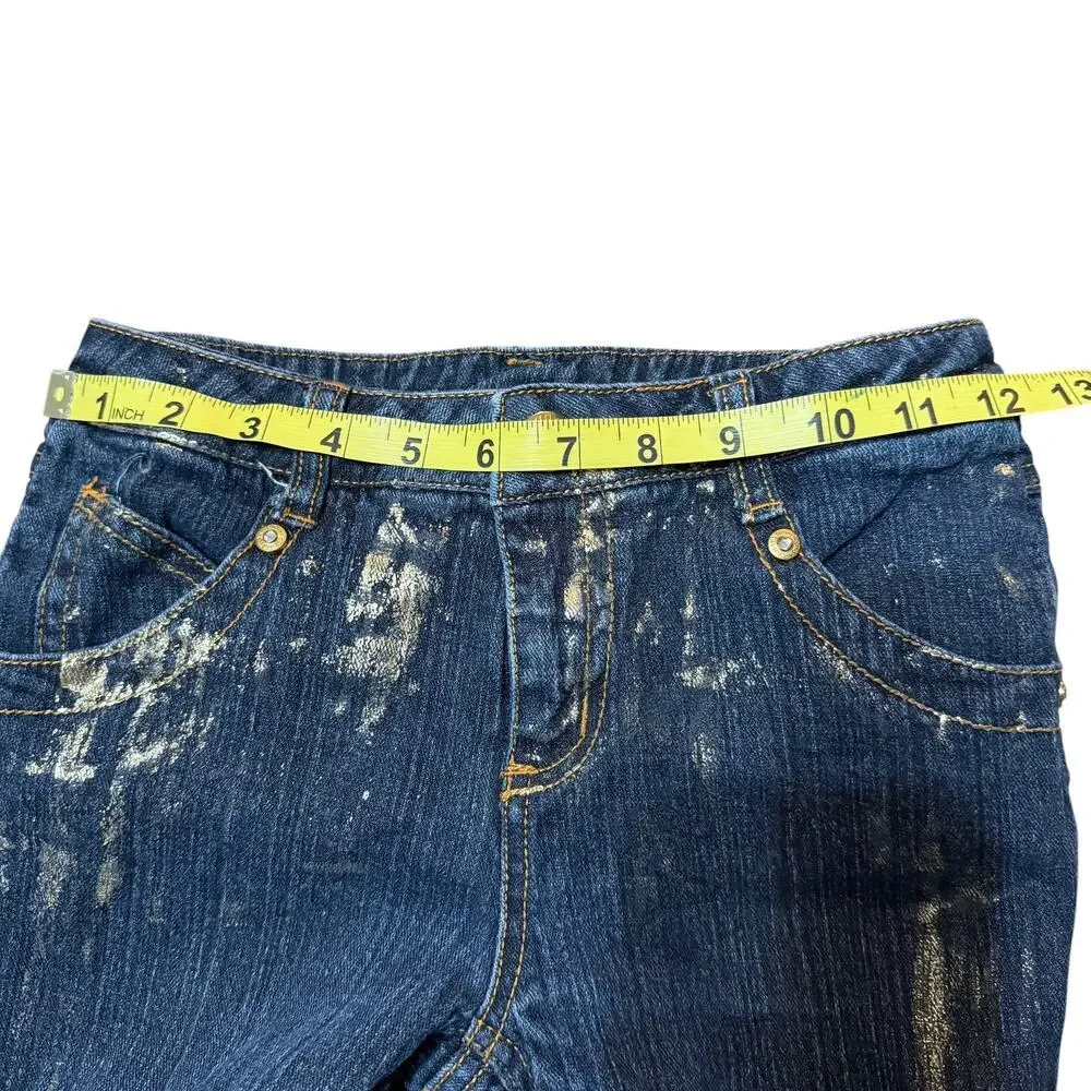 Y2K Hannah Montana Girls Flared Jeans Gold Embellished Size 10